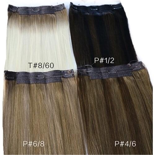 Toysww Straight Halo Hair Extensions Fish Line Virgin Human Hair Extension Invisible Hidden Wire Hair Extensions
