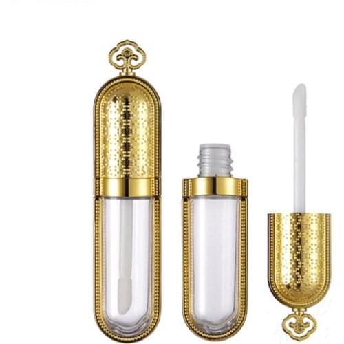 5ML Gold Crown Lip Gloss Tube, Plastic Empty Transparent Crown Wand Lipstick Container, Cosmetic Lip Balm Packing Bottle