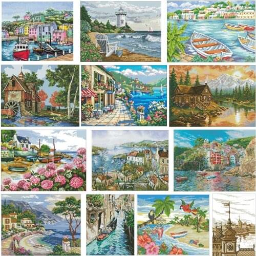 Fascinating waterway Patterns Counted Cross Stitch 11CT 14CT DIY Cross Stitch Kits Embroidery Needlework Sets home decor