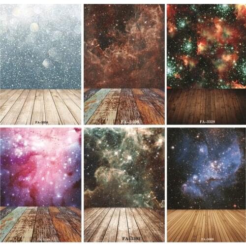 Vinyl Custom Photography Backdrops Prop Space Starry Sky and floor Theme Photography Background FA20419-96