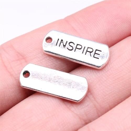 WYSIWYG 10pcs 21x8mm Charm Inspire Tag 3 Colors Inspire Tag Charms Inspire Tag Pendant Charms For Jewelry Making
