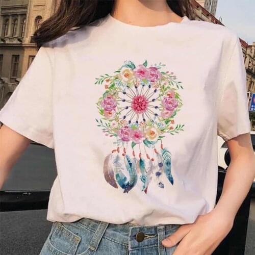 2021 Harajuku Floral T Shirt Women Femme Aesthetic Graphic T-shirt Funny Cartoon oversizd Tshirt Streetwear Tops Tee