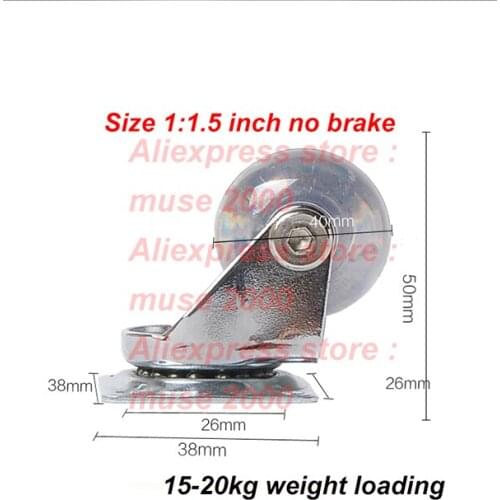 1.5 2 inch ball caster office chair roller clear PU black and silver boss work chair furniture roller feet pad quick fitting