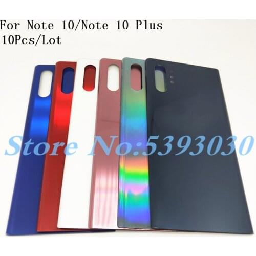 10Pcs For Samsung Galaxy Note 10 Battery Cover Door Back Housing Rear Case For Note 10 Plus Glass Battery Door +Adhesive Sticker