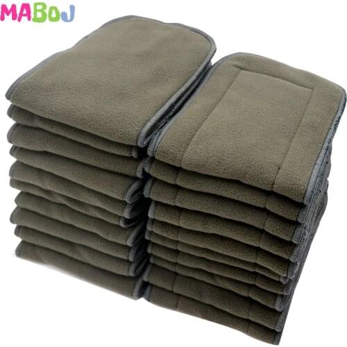 MABOJ 10Pcs Reusable Washable Inserts Boosters Liners Pocket Cloth Nappy Diaper Microfibre Bamboo Charcoal Insert 4 Layer New