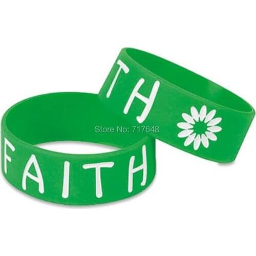 100pcs One inch faith wristband silicone bracelets free shipping by FEDEX