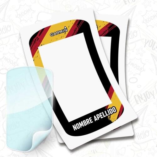 Spain flag type stickers for GARMIN EDGE EXPLORER + customizable BTT bike hydrogel PROTECTOR, 2 PCs
