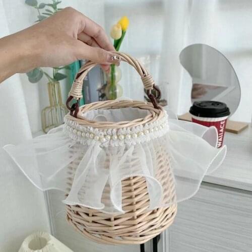 2021 New Fashion summer Shoulder Bag Womens Handbag Leather Bamboo Wicker Woven Messenger beach Bags totes Weaving