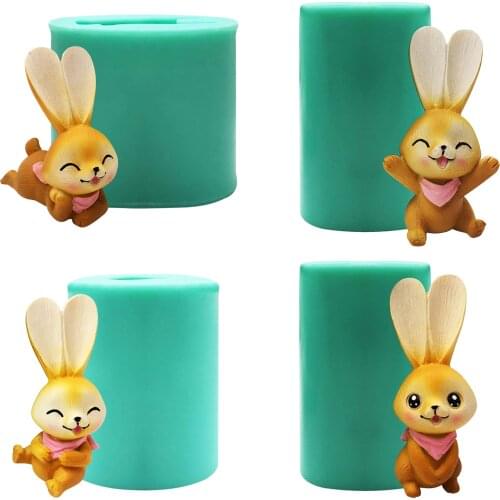 3D Rabbit Mold DIY chocolate Mu Si mold Modeling Candle Decorations Christmas Ornaments Easter Rabbit Fondant Silicone Mold