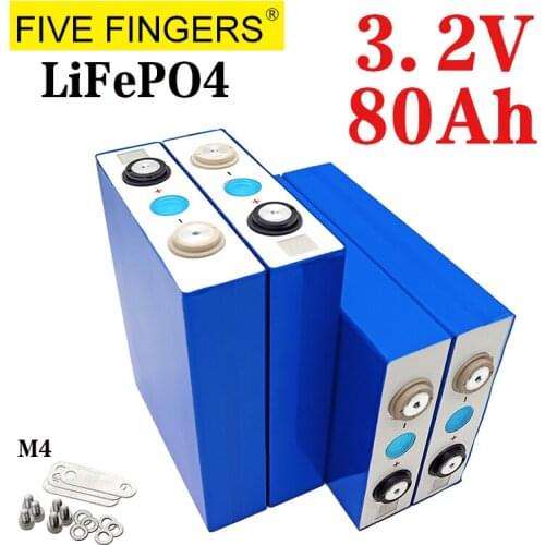 4PCS 3.2V 80Ah lifepo4 battery EVE Grade A 3C High power diy 12V 24V Solar storage RV Electric car energy storage EU US TAX FREE