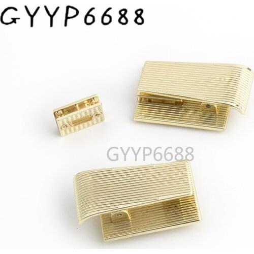 5-20sets 30*46mm Press lock Light gold Metal Lock Purse hardware Bag Case Buckle Clasp