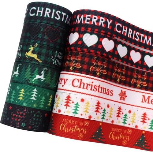 5 yards Christmas Day Fawn Plaid Handmade DIY Heat Transfer Ribbon Ribbon Thread Rib Ribbon Ribbon Party Decoration