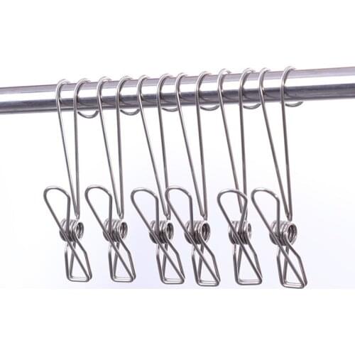 671aae. with Long Tail Clothes Pin Stainless Steel Wire with Hook Hanging Clip Long and Thick Convenient Clip 6 Pack