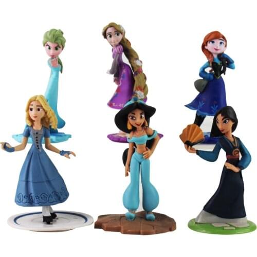 9-10cm 3pcs/Lot Anime Mulan Rapunzel Anna Elsa Tangled PVC Action Figure Model Toys Doll