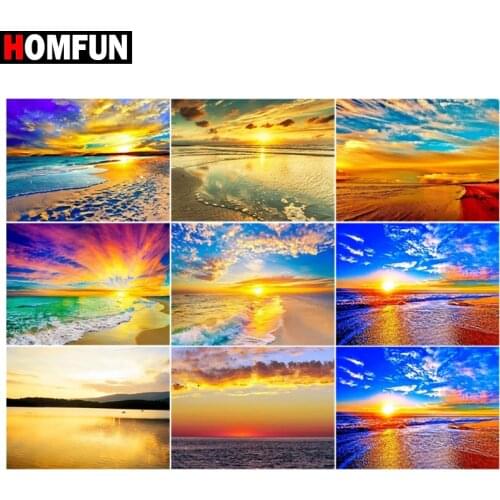 HOMFUN 5D DIY Full Diamond Embroidery "Sky sea colored" Diamond Painting Cross Stitch Rhinestone Home Decoration