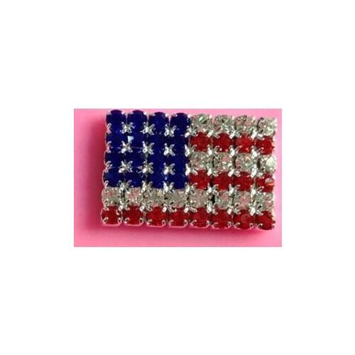 Free shipping America rhinestone flag button for hair accessory 50PCS/LOT(BTN-5421)