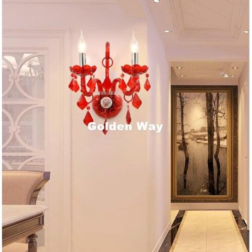 Free Shipping Colorful Crystal Design Wall Lamp K9 Crystal Wall Lamps Bedroom Headboard Bedside Lamp Wall Sconce Light Fixture