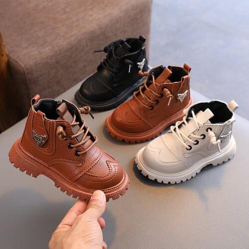 2021 Baby Martin Boots Autumn Winter 1-6 Years Boys Girls British Leather Boots Toddler Fashion Waterproof Shoes Sneakers 21-30