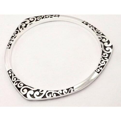 S925 Tibet - Round Triangle flower make letter design black Nation style full cuff bracelet bangle for women/mens wholesale