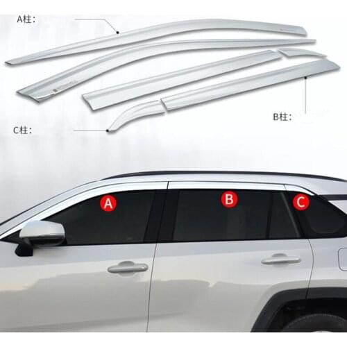 FOR 6PCS CAR Window Visor NEW Toyota RAV4 XA50 Weather Shield Window Waterproof Electroplating Visor Accessories 2019-20