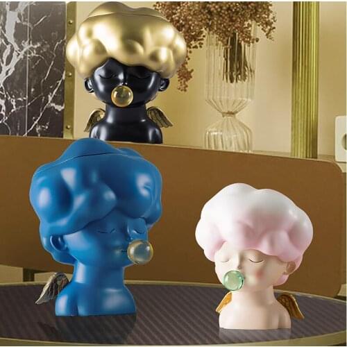 European Creative Bubble Character Tissue Box Resin Ornaments Office Desktop Decoration Home Livingroom Table Figurines Crafts