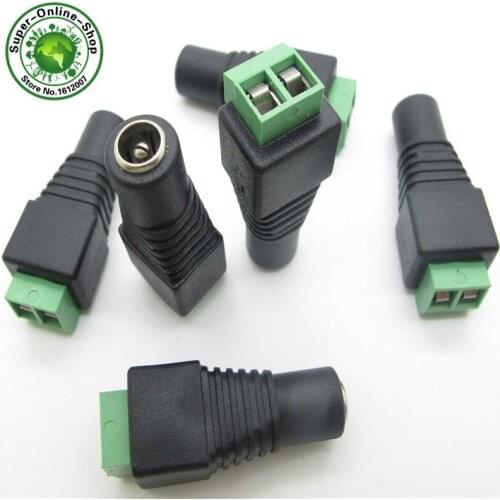 50/LOT Female Jack Connector Plugs For 5050 / 3528 SMD LED Strip sigle color Light DC Power Supply AC Adapter Plug Cable Jack