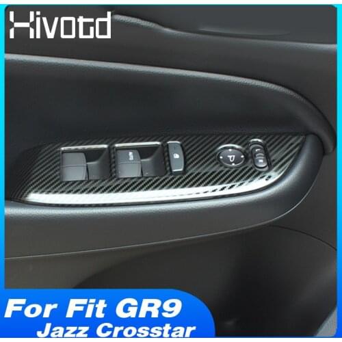 Hivotd Car Window Lift Switch Button Panel Cover Trim Sticker Styling Interior Accessories For Honda Fit GR9 Jazz Crosstar 2021