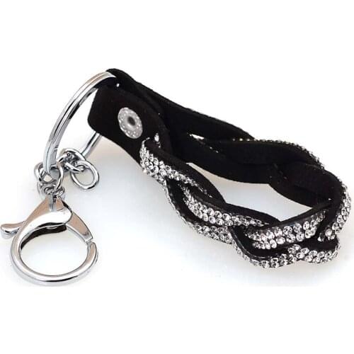 Crystal keychain with lobster clasp fashion pave crystal keychain with snap button B1401