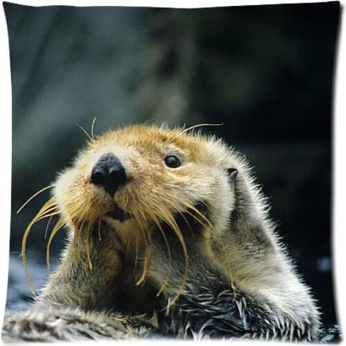 Sea Otter Decorative Cotton Line Cushion Cover Square Safa Throw Pillow Case DIY Custom Pillow Cover 45X45CM