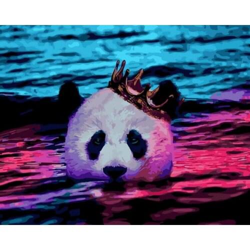 Frameless diy painting by numbers animals wall decor diy picture oil painting on canvas for home decor 4050cm panda in river