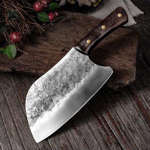 Chinese Handmade Forged Kitchen Knife Sharp Steel Cooking Tools Chefs Chopper Cooking Knives Meat Slicer Butcher