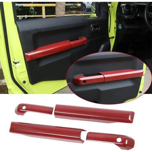 Carbon Fiber Inner Door Armrest Handle Panel Cover ForSuzuk Jimny 2019-2020