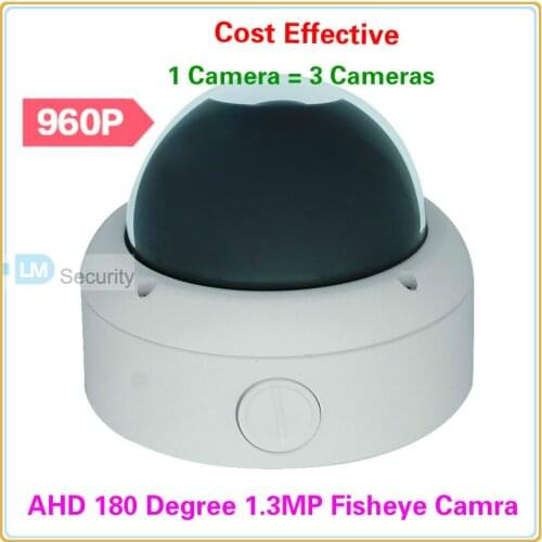 Lihmsek Vandalprood Dome 1.3 Megapixel AHD Camera with 180 Degree Fisheye Lens 960P AHD Fisheye Camcorder Surveillance Equipment
