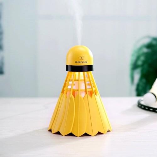 Mini USB DC5V Ultrasonic Humidifier Air Diffuser Mist Maker with LED Night Light Badminton Humidifier for Home Office Car Use