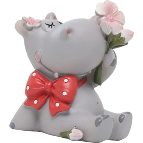Miniature Hippo Statue Animal Figurine Fairy Garden Dolls Cake Topper DIY