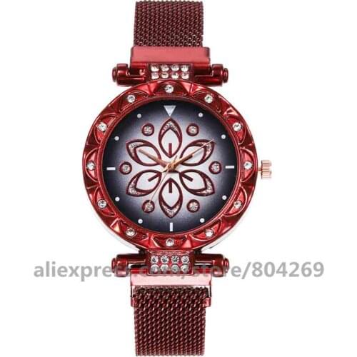 Wholesale Women Wristwatch Flower Rhinestone Alloy Quartz Watch Women Magnet Fashion Hot Casual Female Watches 920639
