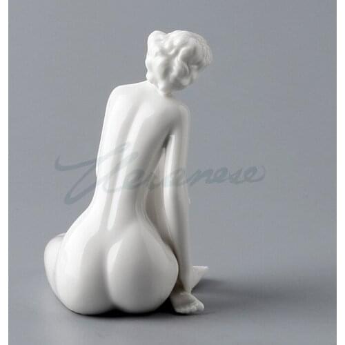 Ornament ceramics Glaze Art Chubby knee Sitting posture touching feet Fife Home Factory Statue Figure sculpture