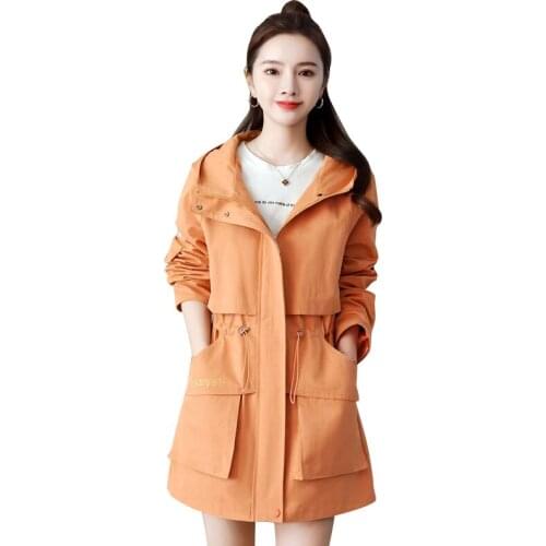 Womens Autumn Jacket Fashion Korean Loose Hooded Jacket Female Windbreaker Casual Pocket zipper Plus Size 4XL Coat Overcoat