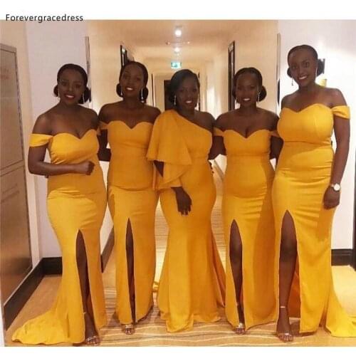 African Black Girls Bridesmaid Dress 2019 Elegant Summer Country Garden Formal Wedding Party Guest Maid of Honor Gown Plus Size