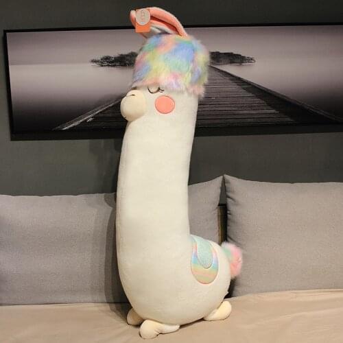 70-130CM New Color Alpaca Doll Plush Toy Soft Pillow Filling Cartoon Animals Furniture Decorative Holiday Christmas Gifts