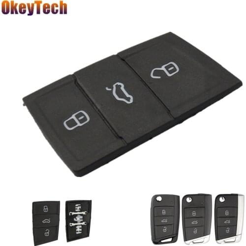 OkeyTech Replacement Rubber 3 Buttons Flip Car Key Pad Fob For Golf 7 4 5 Mk4 6 For Skoda Octavia For Seat Leon Ibiza Altea