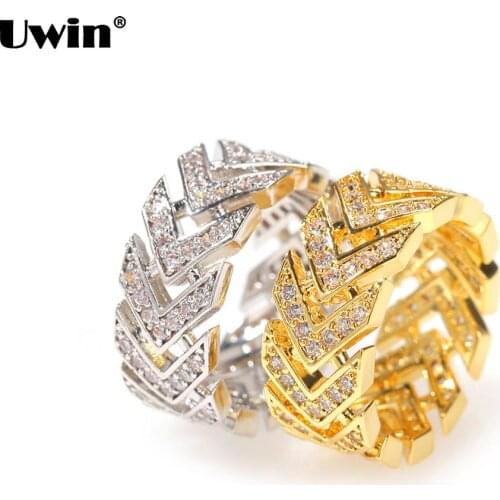 UWIN Hiphop Jewelry 9mm Cubic Zirconia Rings Arrow Style Rings for Men and Women Iced Out Accessories Drop Shipping