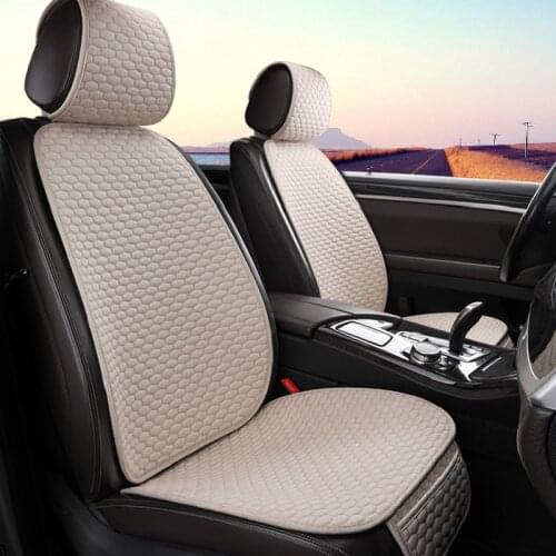 Breathable Car Seat Cushion Set with Headrest Cover Healthy Flax Car Seat Covers Universal Seat Protector Pad Car Accessories