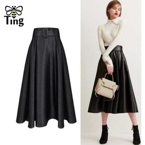 Tingfly Vintage Elegant Hebburn Retro High Waist Midi Long A Line Skirts Black Draped Street Casual Fashion Skirts Saia Zaful