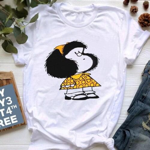 Funny Mafalda T-shirt Lady Vouge Harajuku casual Short Sleeve tshirt Streetwear Tops Tee 90s Hipster T shirt