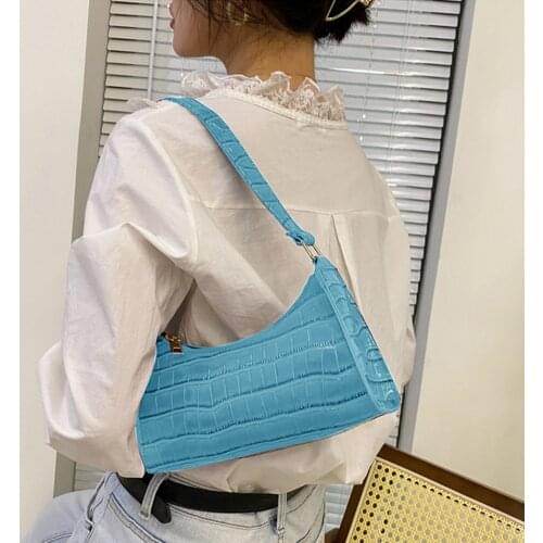 Crocodile Pattern Women Underarm Bag Vintage Design PU Leather Ladies Small Shoulder Bags Female Tote Baguette Purse Handbags