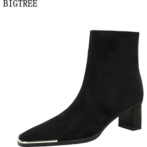 Ankle Boots Female Women Shoes Heels Women Pumps High Heels Boots Women Snow Boots Black Shoes Chunky Heels Zapatillas De Mujer