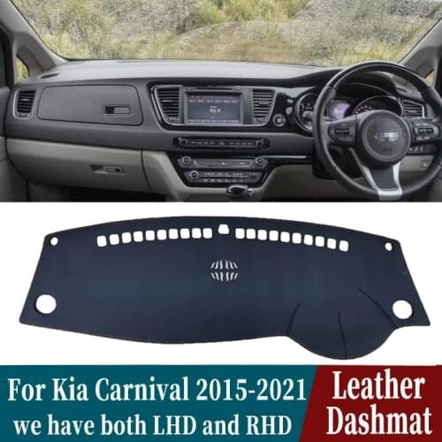 PU Leather Dashmat Dashboard Cover Pad Mat Carpet Car-Styling accessories For Kia Carnival YP 2015 2016 2017 2018 2019 2020 2021