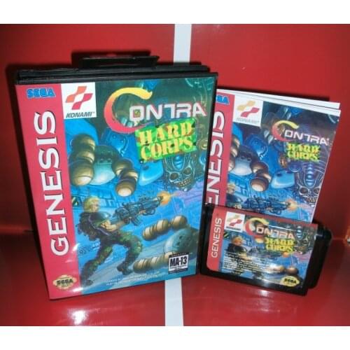 Contra Hard Corps NTSC-U US Cover with Box and Manual For Sega Megadrive Genesis Video Game Console 16 bit MD card