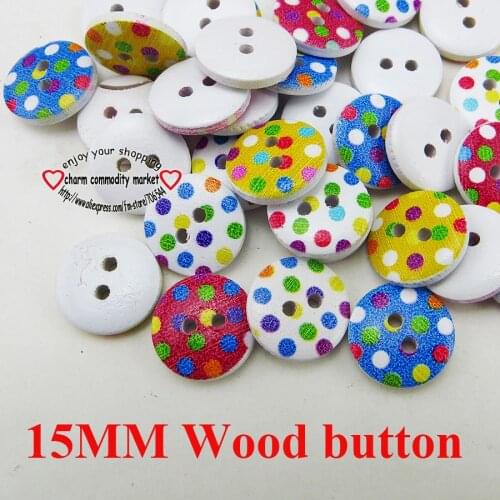 100PCS Color Dot Painting 15MM Wooden Button Boots Coat Sewing Clothes Accessory MCB-978